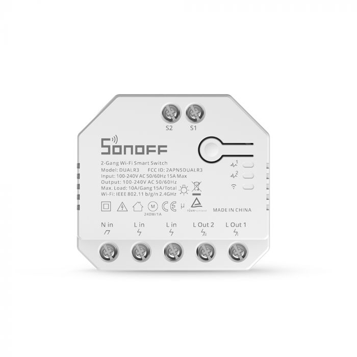 SONOFF DUALR3 2in/2out 智慧開關(2個接點輸入/2個繼電器輸出)含智慧電力監控WI-FI版、eWeLink-Remote版