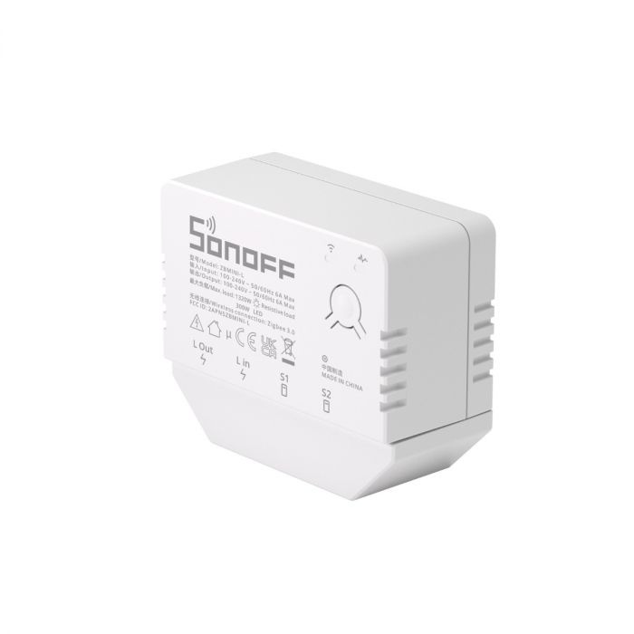SONOFF ZBMINI-L 迷你型單火線(免中性線)1in/1out智慧開關(1個乾接點輸入、1個繼電器輸出)ZigBee版