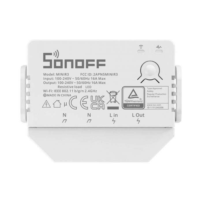 Sonoff MINIR3 緊湊型1in/1out智慧開關(1個按鍵輸入/1個繼電器輸出)WI-FI版、eWeLink-Remote版