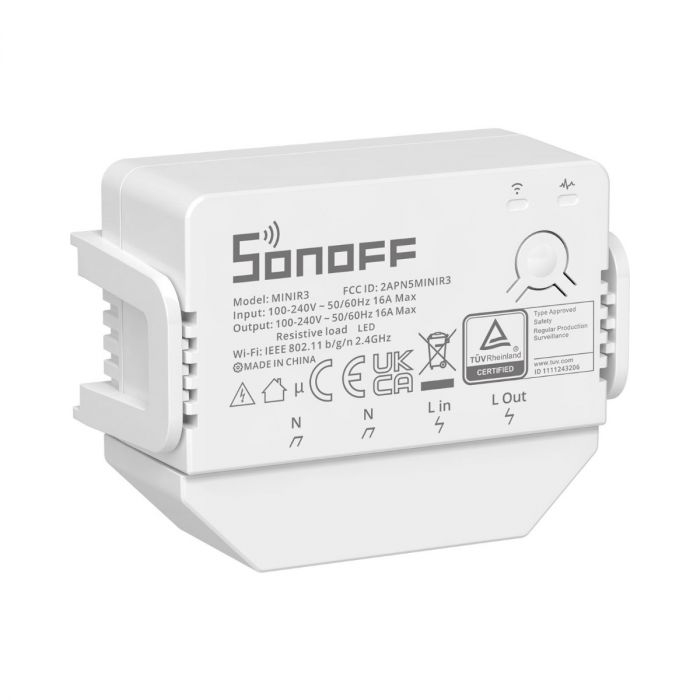 Sonoff MINIR3 緊湊型1in/1out智慧開關(1個按鍵輸入/1個繼電器輸出)WI-FI版、eWeLink-Remote版