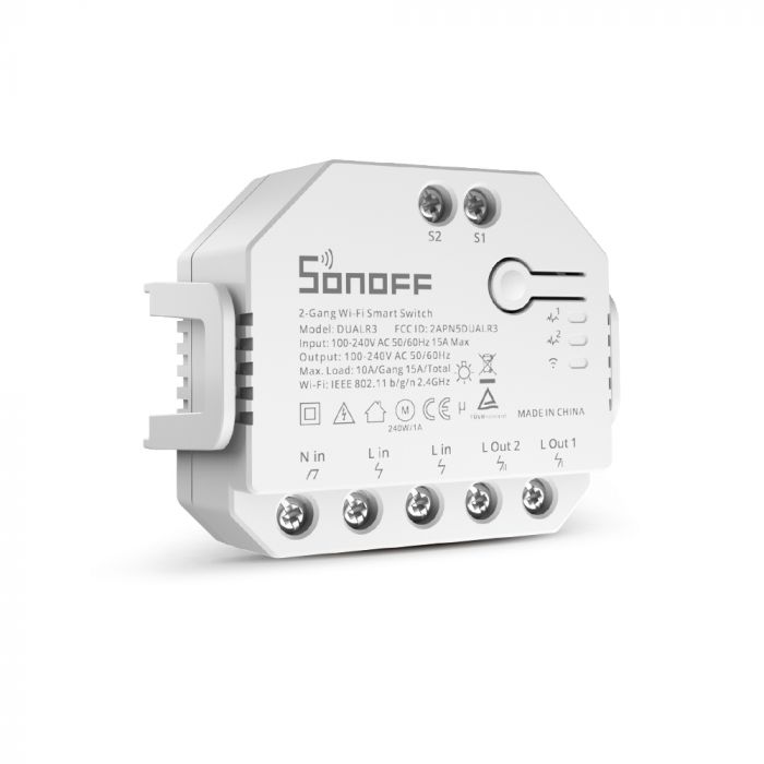 SONOFF DUALR3 2in/2out 智慧開關(2個接點輸入/2個繼電器輸出)含智慧電力監控WI-FI版、eWeLink-Remote版