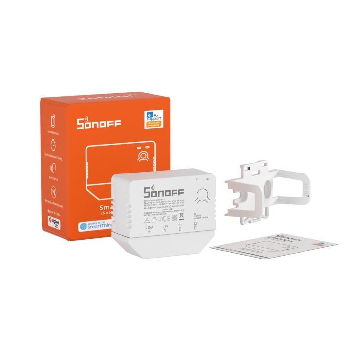SONOFF ZBMINI-L 迷你型單火線(免中性線)1in/1out智慧開關(1個乾接點輸入、1個繼電器輸出)ZigBee版