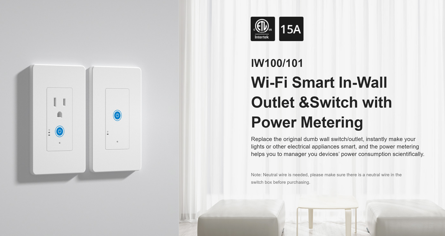 SONOFF IW100 美規牆壁型電力監控智慧插座WI-FI版